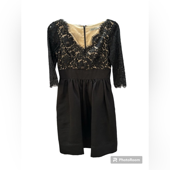 Eliza J Women’s Lace Cocktail Dress Black/Cream A Line Fit &‎ Flare 3/4 Size 4 - Picture 1 of 13